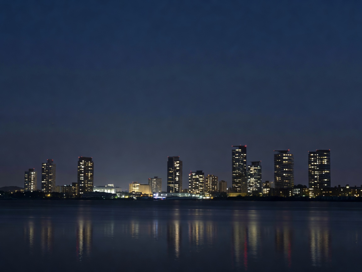Subtle city skyline at night